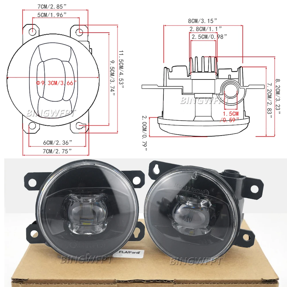 Car LED Lens Fog Lights H11 12 - Car Accessories Xl บทวิจารณ์และราคา