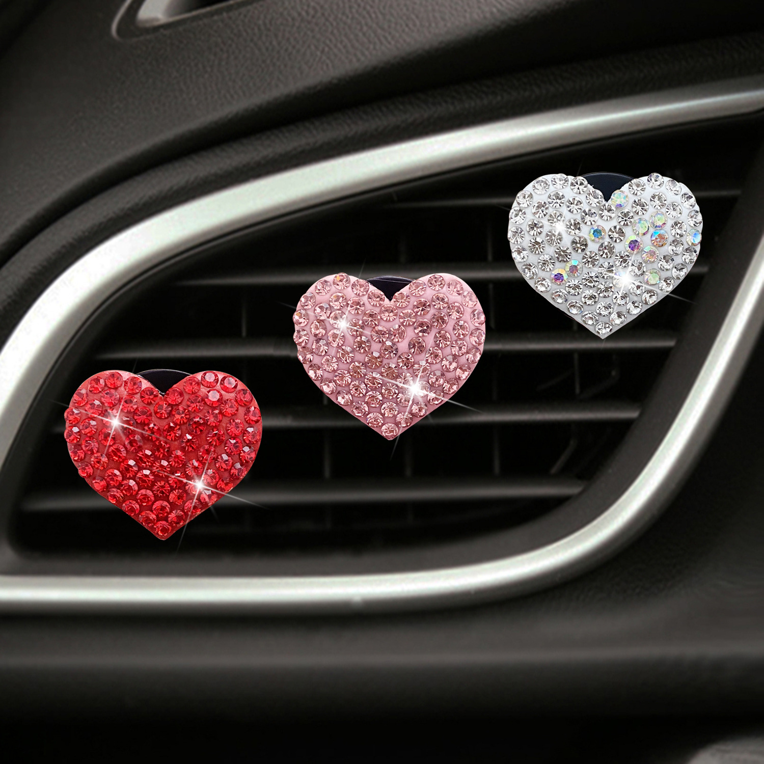 1Pcs Rhinestone Heart Car Vent - Car Accessories Juicy Couture บทวิจารณ์และราคา